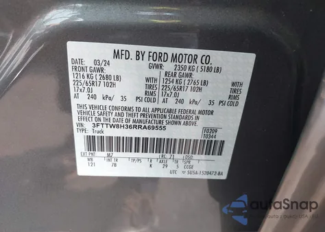 2024 Ford Maverick Xlt from USA, damaged, VIN 3FTTW8H36RRA69555